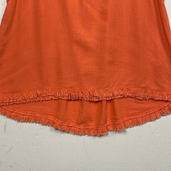 Umgee Orange Embroidered Boho Linen Blend Fairy Lagenlook Top Size Small - Picture 6 of 8